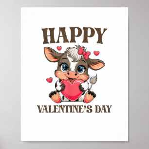 Cow Valentine's Day Heart Geschenke tee lustige Ku Poster