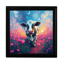 Cow Valentine's Day Holzschmuck Keepake Box
