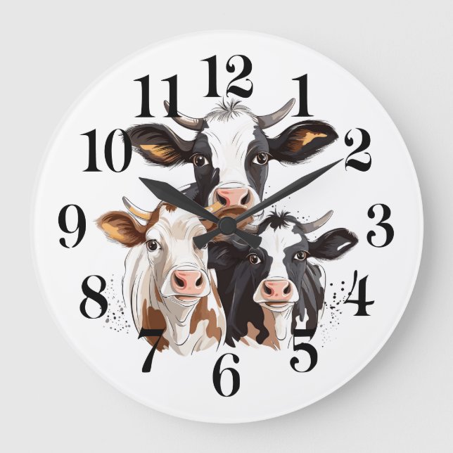 Cow Wall Clock Große Wanduhr (Vorderseite)