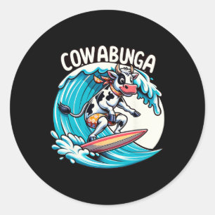 Cowabunga Beach Surfen Kuh Surfbrett Surfbrett Runder Aufkleber