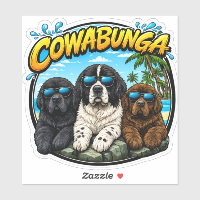 Cowabunga Newfies  Aufkleber (Blatt)
