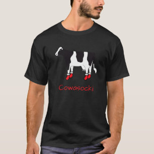 Cowasocki-Kuh mit roten und weißen Socken T-Shirt