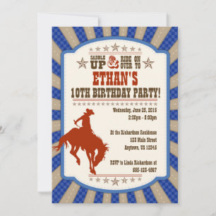 Cowboy 10. Geburtstagsparty Einladung