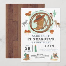 Cowboy 1. Geburtstag Einladung