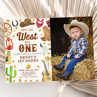 Cowboy 1. Geburtstag Wie der Westen ein Foto war Einladung