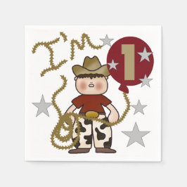 Cowboy 1. Geburtstagspapier Napkins Serviette