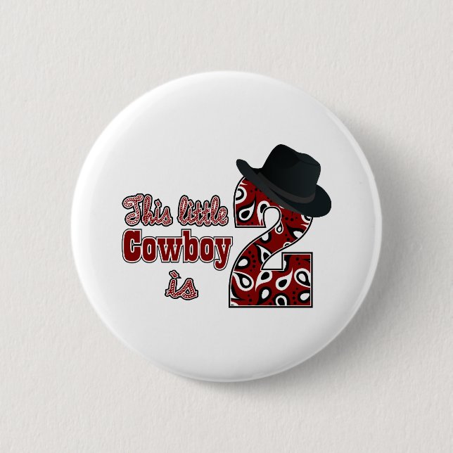Cowboy 2. Geburtstag Button (Vorderseite)