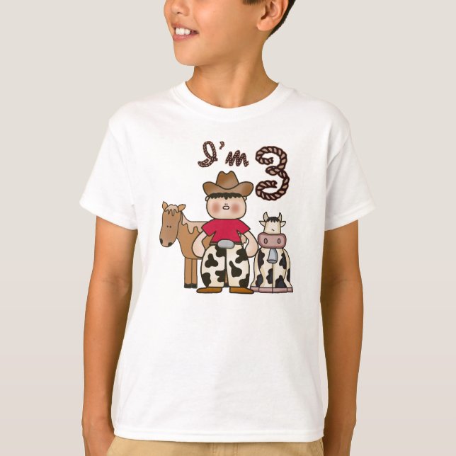 Cowboy 3. Geburtstag T-Shirt (Vorderseite)