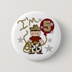 Cowboy 5. Geburtstag T - Shirt und Geschenke Button