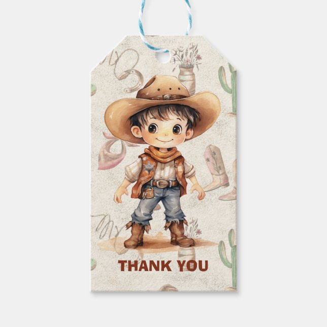 Cowboy 5th Birthday Bash Geschenkanhänger (Vorderseite)