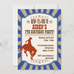 Cowboy 7. Geburtstagsparty Einladung