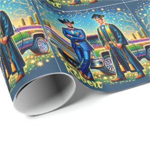 Cowboy Abschluss Typ mit Lieferwagen Truck Custom Geschenkpapier