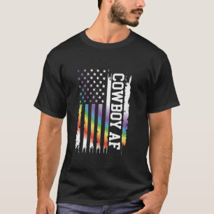 Cowboy Af Vereinigte Staaten Bedrängter Regenbogen T-Shirt
