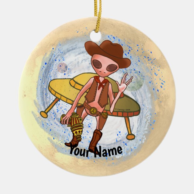 Cowboy Alien-Ornament Keramik Ornament (Vorne)