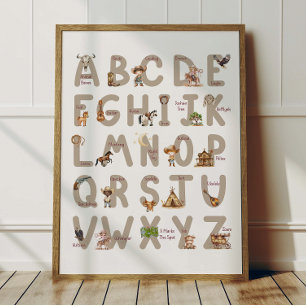 Cowboy-Alphabet-ABC-Plakat für Kinderzimmer-Dekora Poster