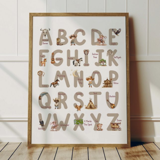 Cowboy Alphabet ABC Poster Kids Room Decor (Von Creator hochgeladen)