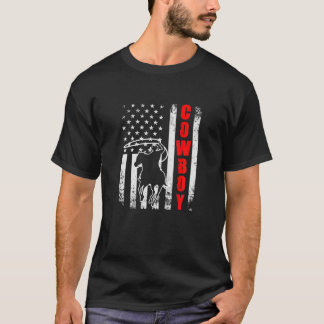 Cowboy American Flag USA Patriotic Horriding We T-Shirt