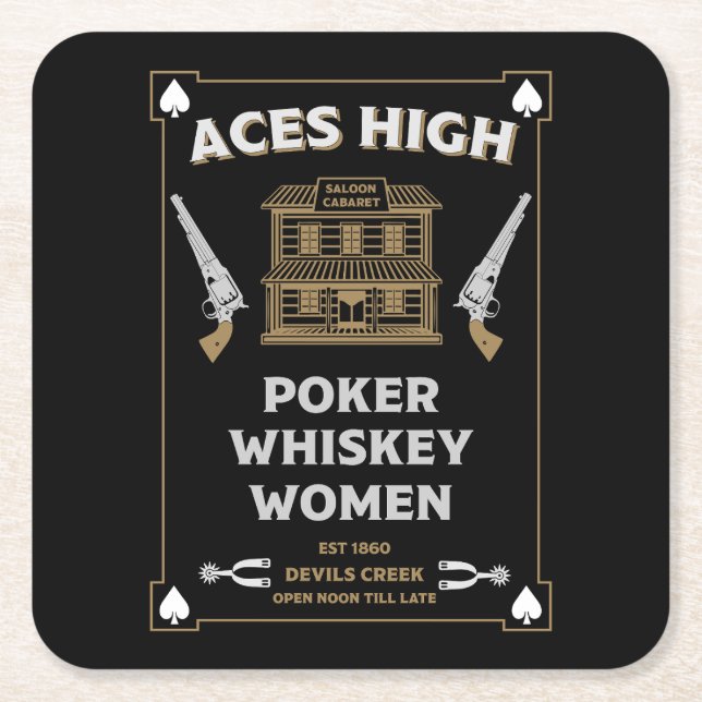 Cowboy American Frontier Saloon Rechteckiger Pappuntersetzer (Vorderseite)