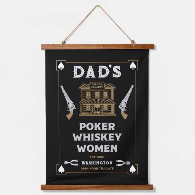 Cowboy American Frontier Saloon Wandteppich Mit Holzrahmen (Vorderseite)