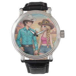 cowboy and cowgirl anime style armbanduhr