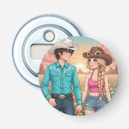 cowboy and cowgirl anime style flaschenöffner