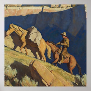 "Cowboy and Pack Horse" von Maynard Dixon Poster