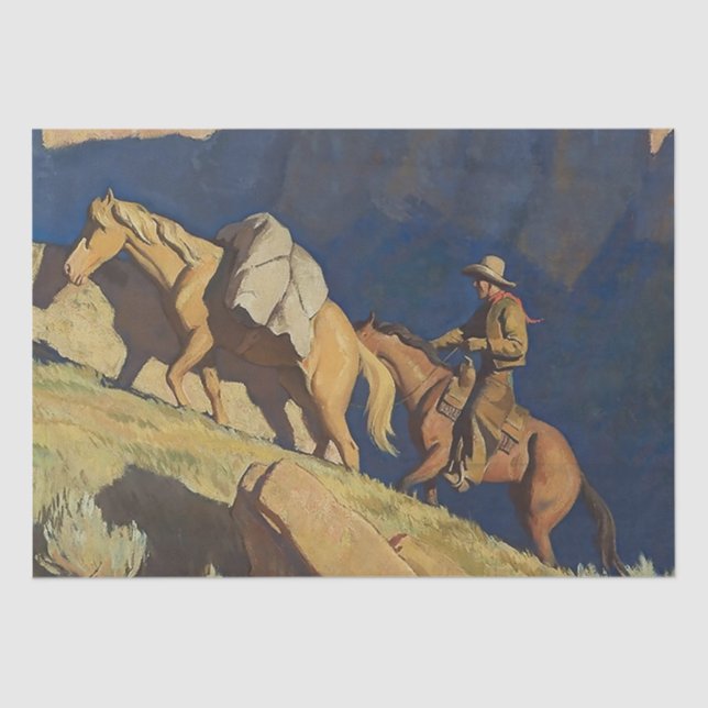 "Cowboy and Pack Horse" von Maynard Dixon Seidenpapier (Vorderseite)