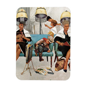 Cowboy Asleep in Beauty Salon Magnet