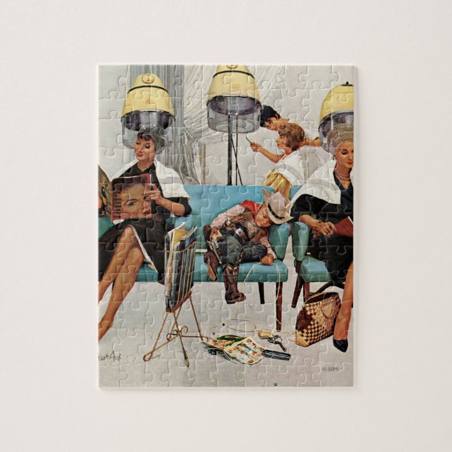 Cowboy Asleep in Beauty Salon Puzzle (Vertikal)