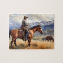 Cowboy auf Buckskin Pferd