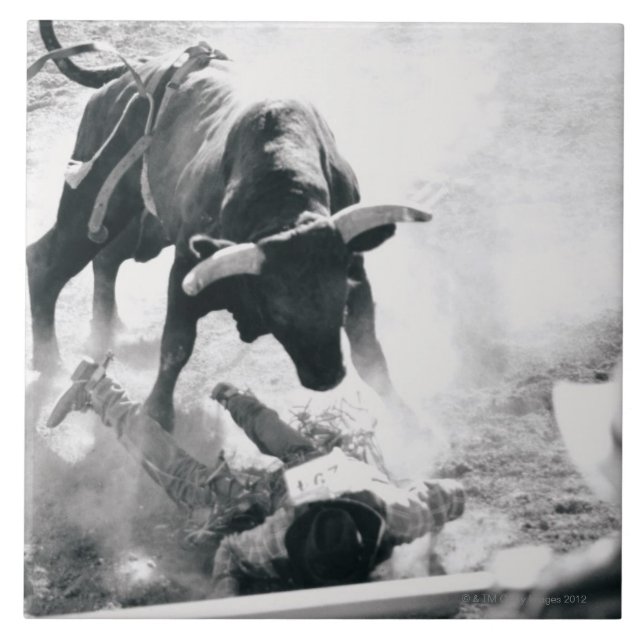 Cowboy auf dem Boden, nachdem weg fallen Stier Fliese (Vorderseite)