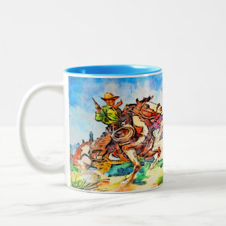 Cowboy auf dem Laufenden Zweifarbige Tasse