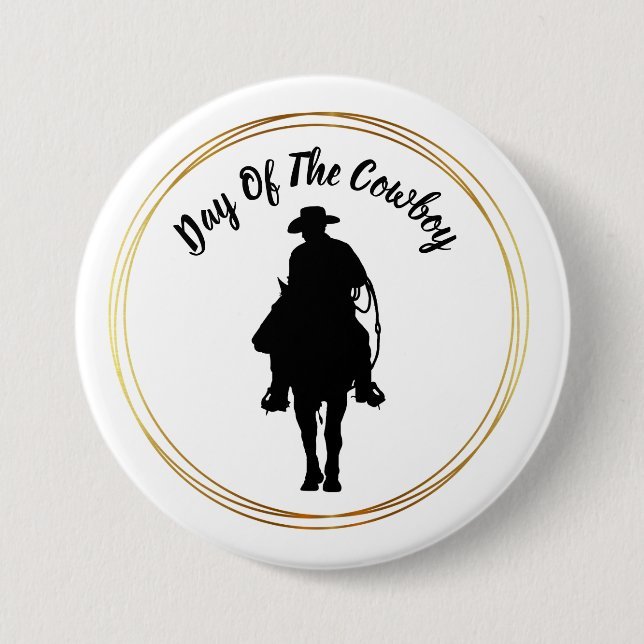 Cowboy auf der Silhouette Button (Vorderseite)