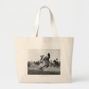 Cowboy auf einem ausschlagenden Bronco Jumbo Stoffbeutel