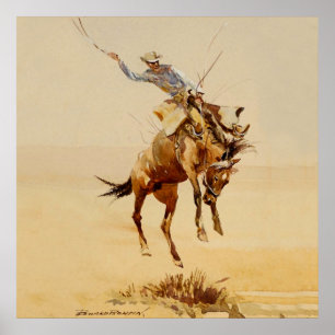 Cowboy auf einem bockenden Pferd #2 von Edward Bor Poster
