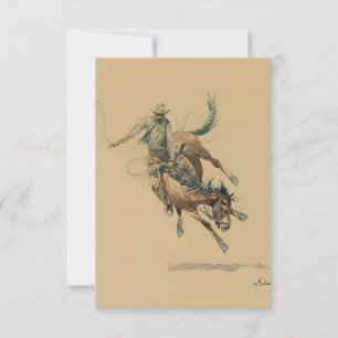 Cowboy auf einem bockenden Pferd #3 von Edward Bor Dankeskarte