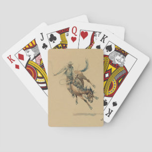 Cowboy auf einem bockenden Pferd #3 von Edward Bor Spielkarten