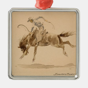 Cowboy auf einem Buckpferd von Edward Borein Ornament Aus Metall