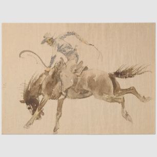 Cowboy auf einem Buckpferd von Edward Borein Seidenpapier