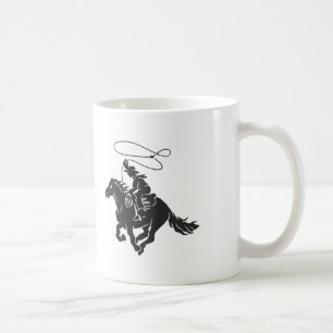 Cowboy auf einem Pferd mit Brille Kaffeetasse