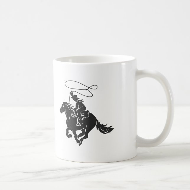 Cowboy auf einem Pferd mit Brille Kaffeetasse (Rechts)