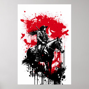 Cowboy auf einem Pferdegemälde Poster
