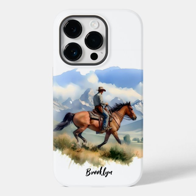 Cowboy auf Fuchsstute Case-Mate iPhone Hülle (Rückseite)