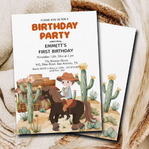 Cowboy auf Pferd 1. Geburtstag Party Einladung