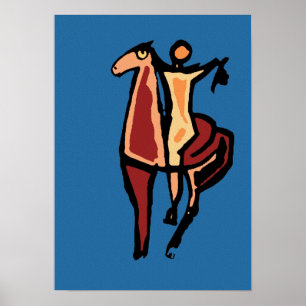 Cowboy auf Pferd Abstrakt 2 Poster