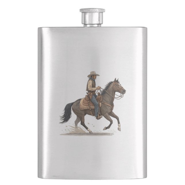 Cowboy auf Pferd Flachmann (Vorderseite)