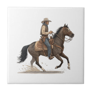 Cowboy auf Pferd Fliese