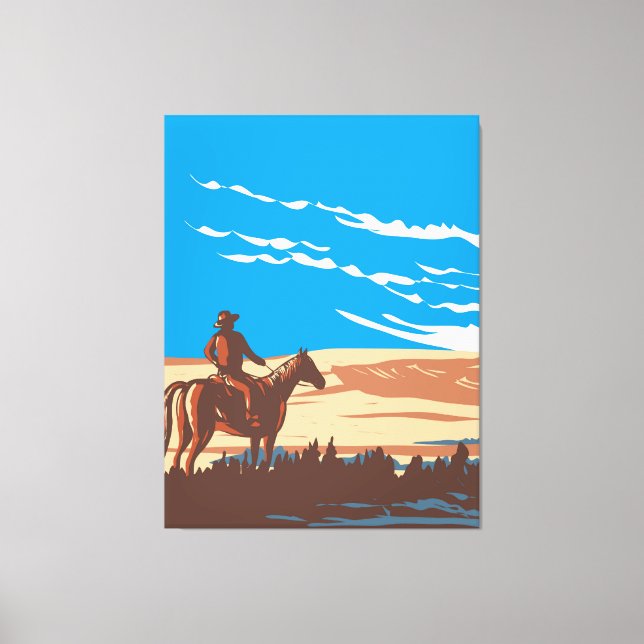 Cowboy auf Pferd Leinwanddruck (Vorderseite)