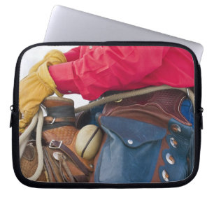 Cowboy auf Pferd mit Lederklappen Laptopschutzhülle