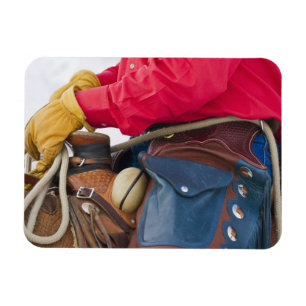 Cowboy auf Pferd mit Lederschäften Magnet